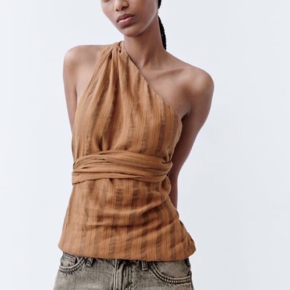Zara one shoulder top with over the shoulder tie NWT SIZE XS